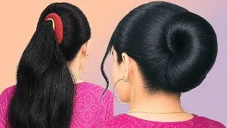 Simple Roll Bun Hairstyle W BANANA Pin F Wedding _ Women Hairstyle _ Hairstyle Tutorial F Long Hair 