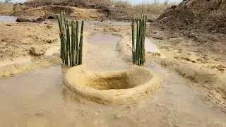Unique fishing technique in riverwater. Best fish Trapping new idea. Unique amazing fishing trick.
