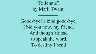 Poem by Mark Twain: &ldquo;To Jennie&rdquo;
