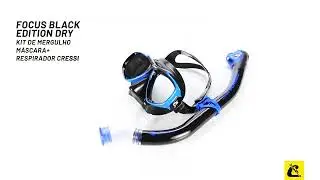 Kit de Mergulho M&aacute;scara + Respirador Cressi Focus Black Edition + Orion Dry: Conforto e Seguran&ccedil;a