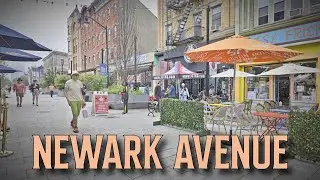 【4K】𝐖𝐀𝐋𝐊 🇺🇸 Newark Avenue Pedestrian Plaza in Jersey City, NJ