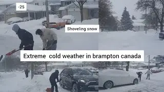 Shoveling snow in extreme cold weather brampton canada