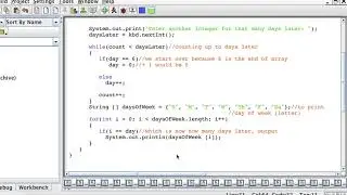 user inputs day and days later, output day of week - java