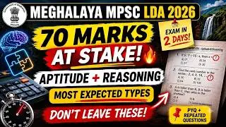 Meghalaya MPSC LDA 2026 | 70 Marks Aptitude + Reasoning Most Expected Questions | Adda247 Northeast