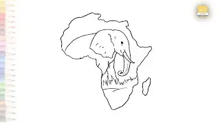 Africa Map and Animals drawings video | How to draw African animal drawings step by step