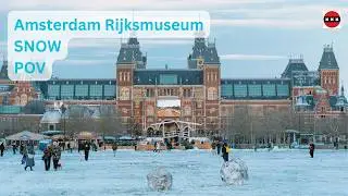 Amsterdam Snow Walk 4K | Rijksmuseum POV + Street Photography