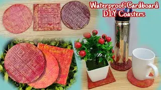 Waste Material Coaster Making Ideas/Waterproof Cardboard DIY Coasters/Tea Coaster Craft