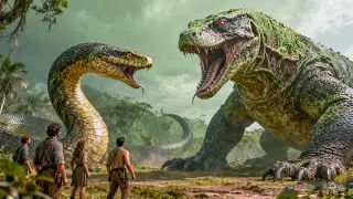 An ancient giant snake versus a mutated giant lizard – the scene is breathtaking!【巨蜥Varanus Priscus】