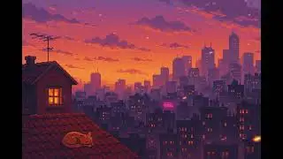 Cozy Rooftop Sunset 🌇 &ndash; Chill Lofi Beats to Relax & Study | 4K Pixel-Art Loop