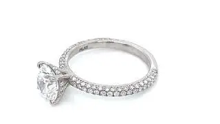 2.36 Carat Round Diamond Engagement Ring in Platinum with 3D Micropave