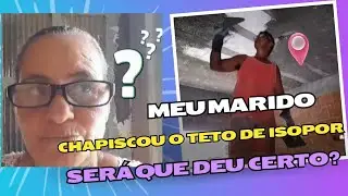 Preparando o teto de isopor para receber embolso. #casaeconstru&ccedil;&atilde;o