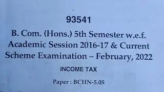 2022, MDU, B.com(H), 5th sem | INCOME TAX- question paper