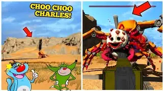 🦀 Crab Choo Choo Charles in Spider Train Mobile With Oggy and Jack