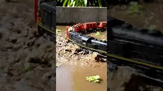 Miniature Freight Train Crossing Flooded Tracks 🚆🌊 | Oddly Satisfying Model Railway
