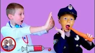 Доктор набор игрушек | Морковный человек! | Майк и Джейк притворяются, что играют | Комплект врача