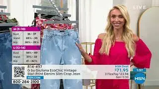 G by Giuliana EcoChic Vintage StarPrint Denim Slim Crop ...