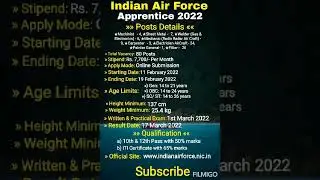 Indian Air Force Apprentice 2022 #shorts #upsc #govtjobs #ssc  #shortsvideo