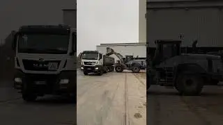 Truck getting loaded from a heavy working machine with sand￼￼ #truck #youtubeshorts #sand #viral