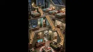 Vibrant Loft with City Views, Colorful Bedding, and Multi-Level Warmth  #LoftGoals #MultiLevel