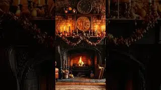 Cozy Autumn Ambience wit Fall Fireplace and Beautiful Piano