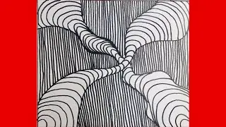 Daily line illusion easy pattern drawing #1(Kolay desen &ccedil;izimi)g&ouml;z yanıltıcı &ccedil;izimler.Kolay &ccedil;izim 🌸