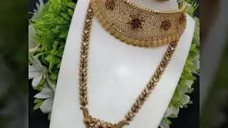 Latest one gram gold cz matte finish combo and long Haram designs (Buy online)