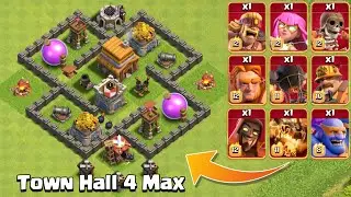 Town Hall 4 Max vs All Super Troops | Clash of Clans
