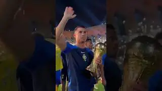 Cristiano Ronaldo shows  Arab Championship trophy to Al Nassr Fans 😍 #shorts #ronaldo