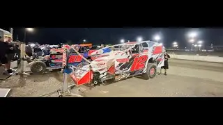 A serious 358 modified feature race at Merrittville Speedway with Chad  Chevalier #12 - 06.11.22