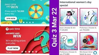 Amazon International Women's Day Special Quiz Answers 3 March 22 // Prizes Worth Lac's