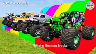 Triple Flatbed Trailer Monster Trucks Transport with Slide Color - BeamNG.drive 504