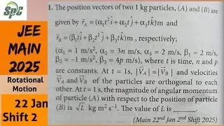 The position vectors of two 1 kg particles,  A and B are given by vector rA = ( alpha1 t^2 i + alpha