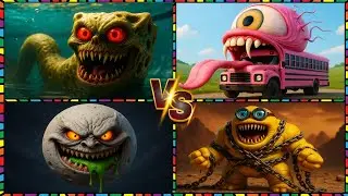 🚂👀😱 SpongeBob Head Eater 😱🆚 Pink Bus Eater 😱🆚 Lunar Moon 🆚 Minion monster- Coffin Dance Song🎶