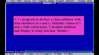 C++ program to declare a class addition with data members as x and y. Initialize  value of x and y..