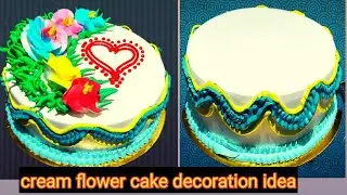 Butterscotch cake design// flower decoration ideas/ beautiful cake decoration idea@cakebite 🥰