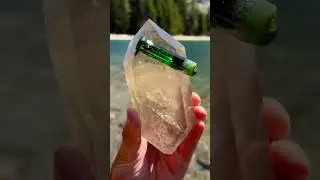 Green Tourmaline Inside Quartz Crystal | Natural Gemstone Beauty | #DesignMountt