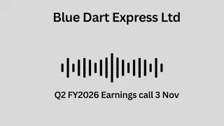 Blue Dart Express Ltd Q2 FY 2026 Earnings Conference Call