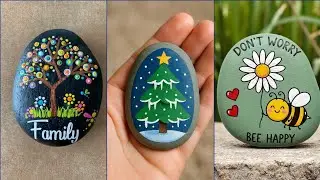 Чудесные и удивительные идеи для живописи из гальки #рождество #искусство #тренд #искусствоиремес...