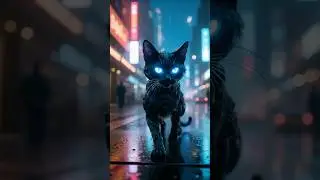 AI Neon Cyberpunk Cat 2100 🐱✨ Futuristic Night Walk | Cyberpunk City Vibes