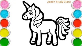 Painting & colouring 🦄 | easy colours name learning video| Unicorn colouring videos for kids