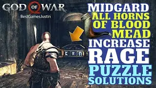GOD OF WAR ALL HORNS OF BLOOD MEAD CHESTS MIDGARD, Puzzle Solution Locked Chests,INCREASE RAGE QUICK