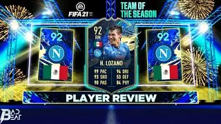 (92) TEAM OF THE SEASON HIRVING LOZANO PLAYER REVIEW! TOTS LOZANO - FIFA 21 ULTIMATE TEAM