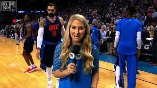 Steven Adams does pre game handshake with ghost of Nick Collison