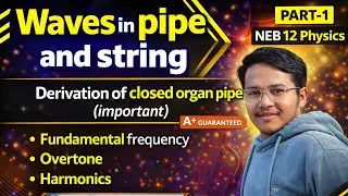 Waves in Pipe and string, Harmonics & Overtones | Closed Organ Pipe (Derivation) PART 1| NEB 12