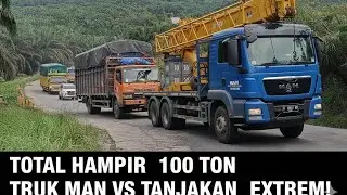 Truck MAN HEBAT! Tarik Truck Fuso Muatan Berat 50 Ton di Tanjakan
