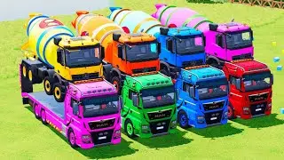 TRANSPORTING POLICE CARS, AMBULANCE, FIRE TRUCK, COLORFUL CARS WITH TRUCK -Farming Simulator 22