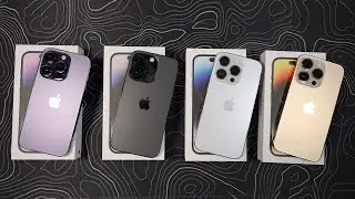iPhone 14 Pro Все цвета: космический черный, темно-фиолетовый, серебристый и золотой!