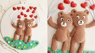 Adorable Teddy Bear Valentines Day Decor | Cute Teddy Bear Couple Wall Hanging | Air Dry Clay Art |