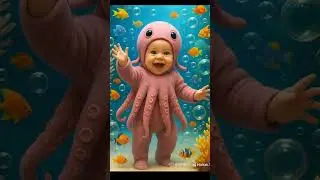 Cute Baby Dance Under the Sea Dancing Baby Octopus Baby Dance 🐙💃 #shorts #baby #octopus #dance