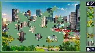 Aerial view of Calgary skyline on a Beautiful Summer Sunset🌆//Jigsaw puzzles craft🧩//puzzlesArt🧩🧩//